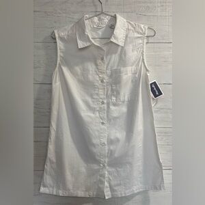 Japna Sleeveless White Button Down Top NWT Small 100% Cotton Blouse